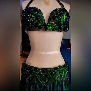 Emerald Green Vintage Bellydance Costume